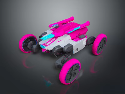 Toy Car With Pink Wheels White Body And Blue Accents Modern Design 3d model