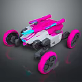Toy Car With Pink Wheels White Body And Blue Accents Modern Design