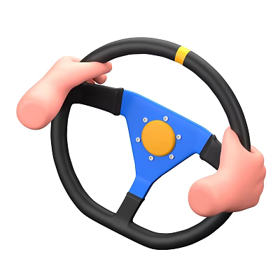 Colorful Decorative Ornament Set Featuring Black Blue Yellow Steering Wheel With Circular Center And Stripe 3d model