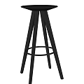 Modern Black Bar Stools With Three Legs And Footrest Design 3d model