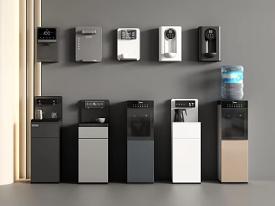 Household Appliances Various Modern Water Dispensers Wall Mounted And Floor Standing With Multiple Color Options 3d model