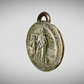 Vintage 1869 Medal With Inscribed Text And Two Standing Figures Design