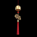 Chinese Style Hanging Pendant with Gold Bell Red Tassel and Good Luck Characters