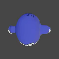 Cute Blue Chubby Cartoon Character With White Eyes Yellow Belly And Red Shoes