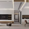 Modern Minimalist Living Dining Room Interior With Sofa Dining Table And Wall Lighting 3d model