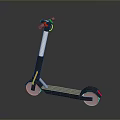 Modern Black And White Electric Scooter With Red Accents And Green Handlebar