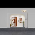 Modern Clothing Store Interior Design With White Clothes Display Table Arched Doors And Ceramic Vases 3d model