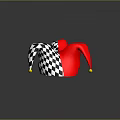 Commercial Equipment Jester Hat With Black And White Checkered Red Design And Gold Bells