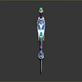 Fantasy Ornate Sword Weapon With Green Purple Decorations And Glowing Details
