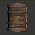 Antique Vintage Wooden Chest With Rustic Metal Lock And Decorative Studs