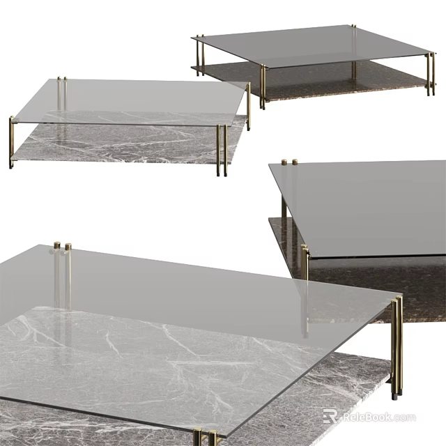 Sleek Modern Coffee Table With Clear Glass Top And Sturdy Metal Legs Design 3d model 