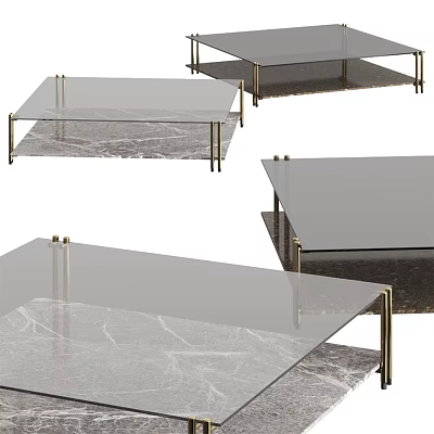 Sleek Modern Coffee Table With Clear Glass Top And Sturdy Metal Legs Design 3d model