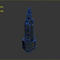 Futuristic Modern Architectural Tower Model With Geometric Structure And Metallic Finish