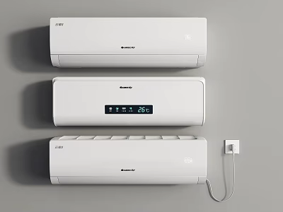 White GREE Wall Mounted Air Conditioner Fan With Digital Display And Temperature Control 3d model