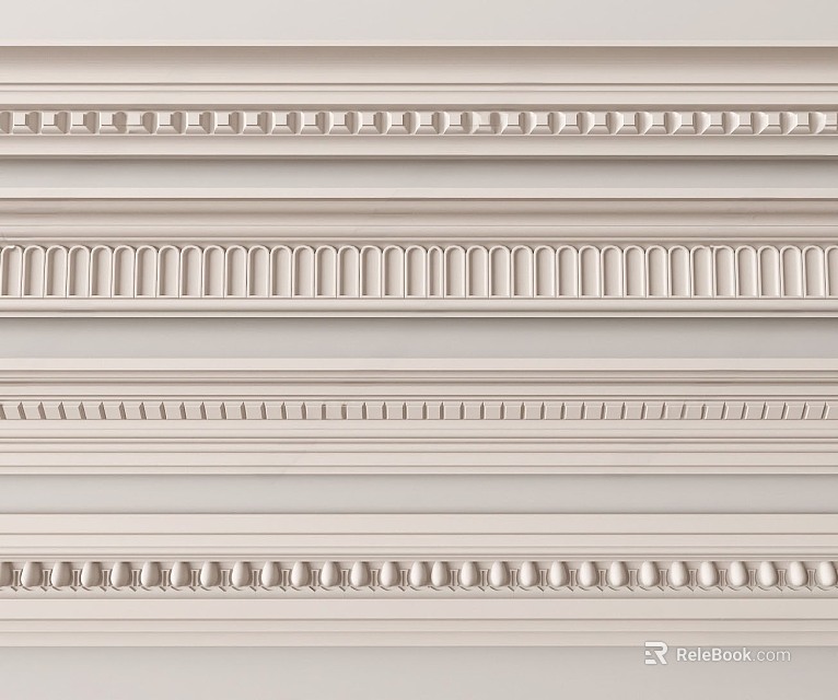 High Quality Decorative Gypsum Crown Molding With Various Ornate Patterns And Textures 3d model 