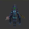 Other Sci Fi Character 3D Model With Armored Design Glowing Blue Accents And Weapons