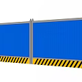 Blue Construction Barrier With Yellow And Black Warning Striped Base Panels 3d model