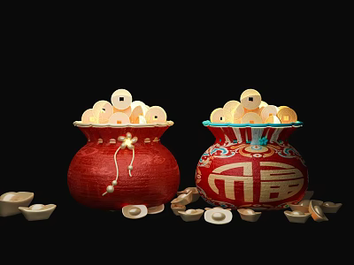 Modern Fortune Bag New Year Fortune Bag Copper Money Yuan Bao Gold Yuan Bao Spring Festival Beauty Chen New Year Beauty Chen Fortune Bag Beauty Chen 3d model