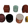 Different Shaped and Colored Ottomans with Various Designs for Home Use 3d model