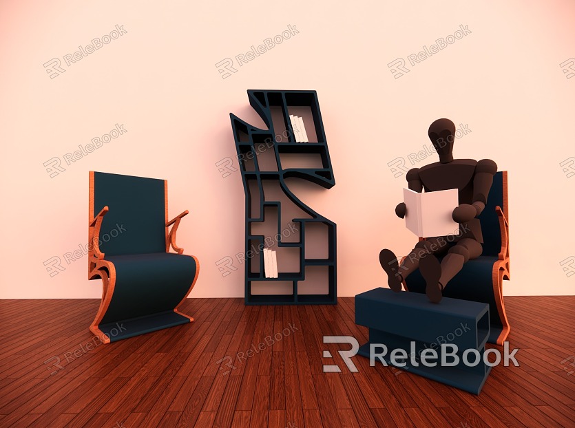 Bookshelf Chair Doll model