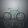 Classic Green Bicycle With Brown Seat White Basket And Black Wheels