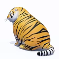 Cute Cartoon Style Tiger Plush Doll with Yellow Black Stripes and Sitting Posture