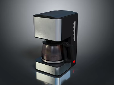 Sleek Modern Black And Silver Coffee Maker With Stainless Steel Body And Glass Carafe 3d model
