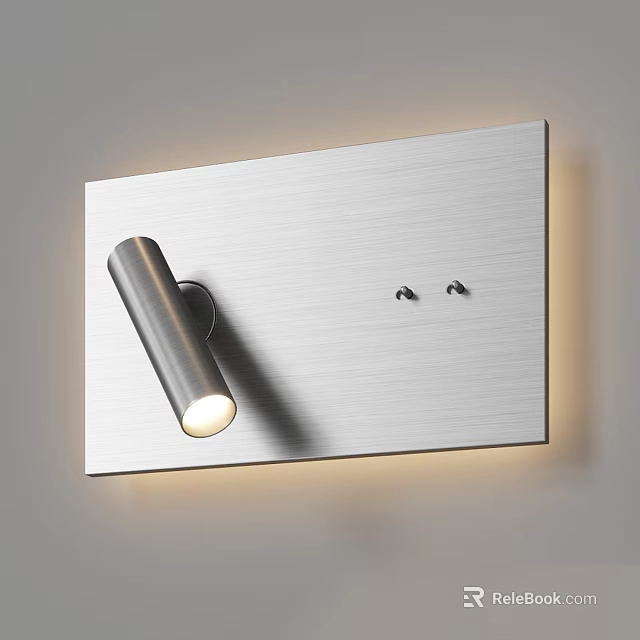 Modern Stainless Steel Wall Lamp with Flat Panel Design and Adjustable Light Head 3d model
