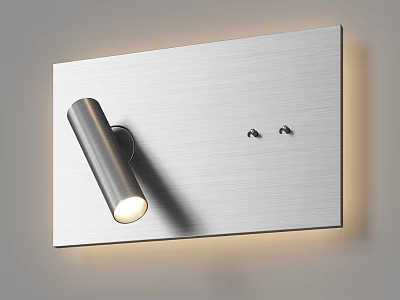 Modern Stainless Steel Wall Lamp with Flat Panel Design and Adjustable Light Head 3d model