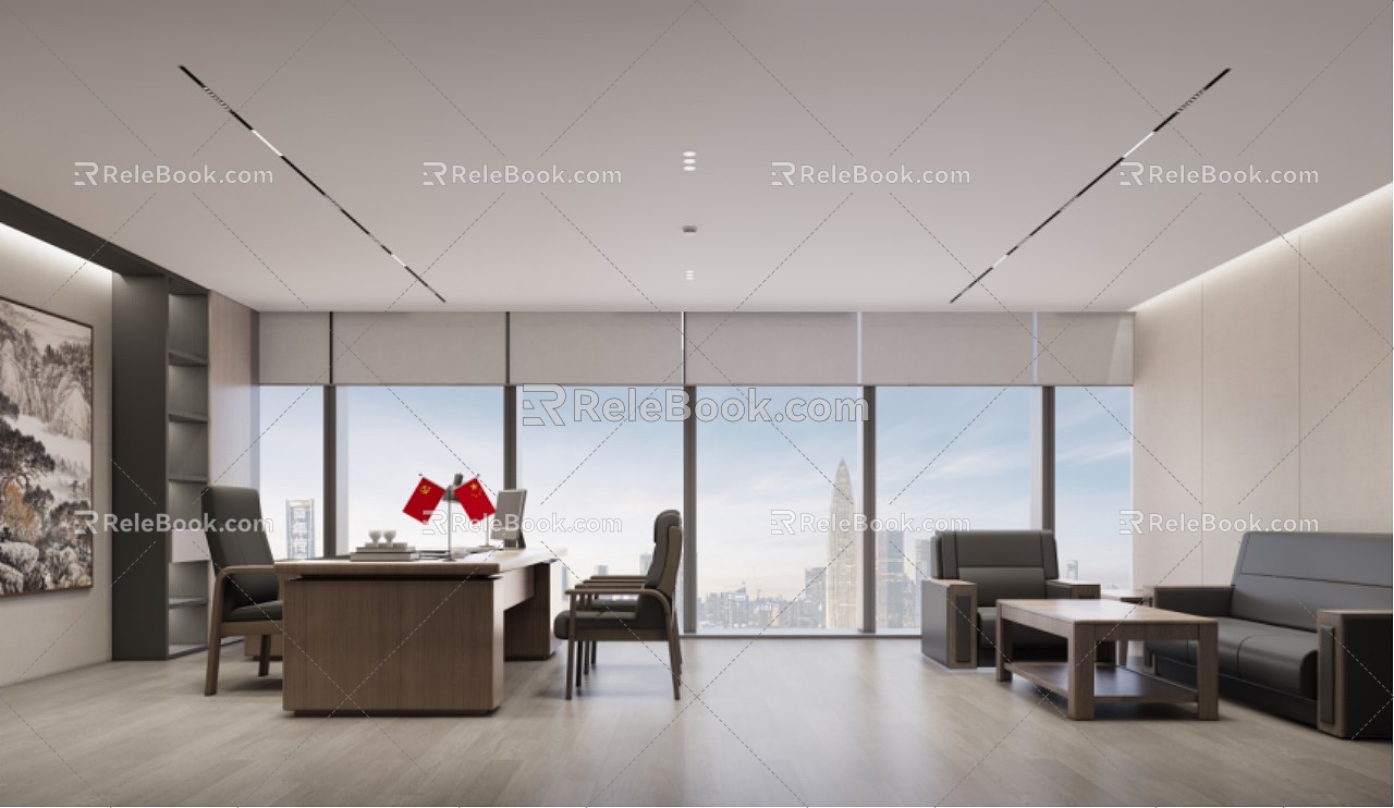 Modern Office General Manager Office Area 3d model