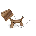 Cute Wooden Table Lamp Design With Puppy Shape Frame And White Shade
