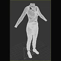 Black Clothing Set With Unique Top Design Tight Pants And Casual Shoes