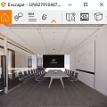 Modern Meeting Room Interior With Long Table Chairs Whiteboard And Ceiling Lighting 3d model