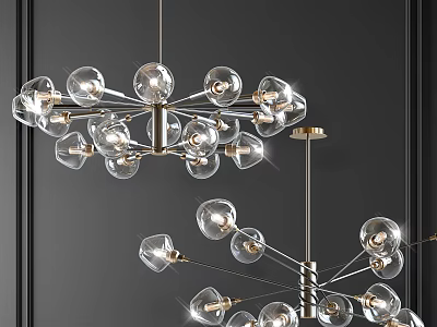Modern Chandelier With Glass Balls And Metal Frame For Contemporary Interior Lighting 3d model
