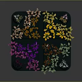 Cartoon Scene With Colorful Butterflies In Green Tray And Small Potted Plants