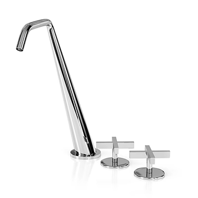 Modern Chromed Faucet With Tall Spout And Cross Handle Controls 3d model