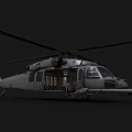Military Helicopter With Extended Rotor Blades Open Doors And Detailed Fuselage Design
