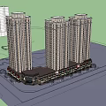 Street Facing Commercial Storefronts With High Rise Buildings And Signboards Design