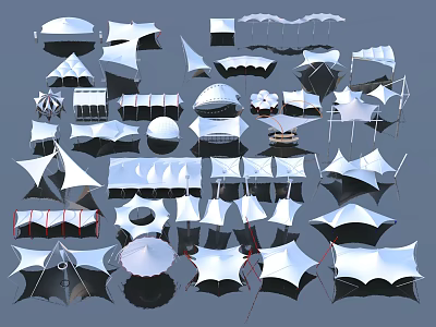 Various Tensile Membrane Structures with Different Shapes and Architectural Designs 3d model