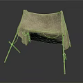Ancient Camping Tent with Canvas Cover and Wooden Support Frames