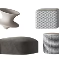 Modern Stools Collection Showcasing Diverse Geometric Shapes And Textured Surfaces 3d model