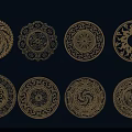 Ornate Round Wall Decor With Intricate Gold Patterns And Decorative Designs 3d model