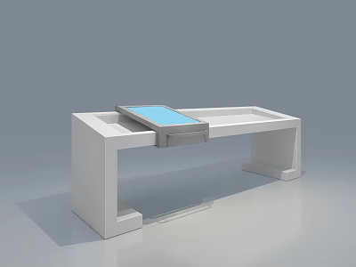 Contemporary White Table With Blue Panel And Simple Modern Design 3d model