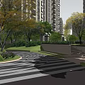 Poly Xiyuewan Residential Landscape with Entrance Gate Trees and High Rise Buildings