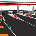 Modern Toll Station Design With Canopy Multiple Booths And Vehicles In Lanes
