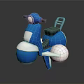 Blue And White Cartoon Style 3D Motorcycle Model With Headlight And Seat