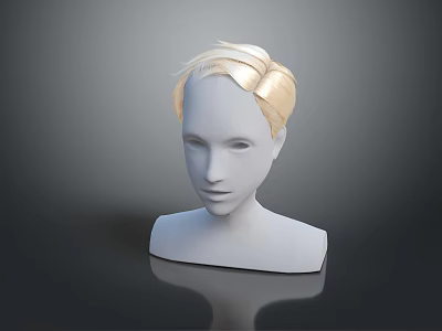 Game Movie Character 3D Head Model With Short Blonde Hair White Face And Smooth Surface 3d model