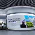 Planning Exhibition Hall Interior With Decorative Wall And Visitors Exploring Inside 3d model