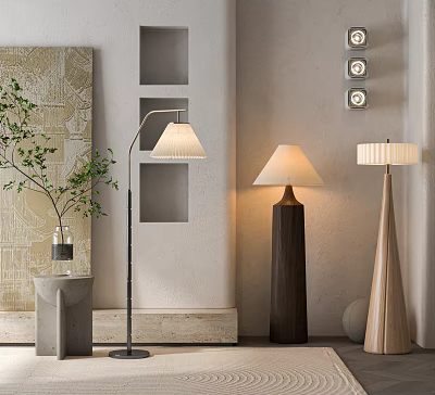 Stylish Floor Lamps In Modern Interior Decor 3d model