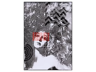 Black and White Abstract Artwork With Female Face Intricate Textures And Geometric Patterns 3d model